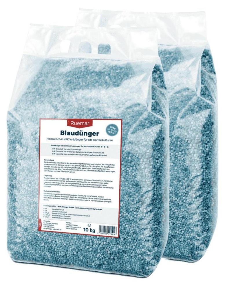 Ruemar Mineralischer Blaudünger NPK 8+8+8 Langzeitdünger EG Düngemittel 2 x 10 kg BD00-020