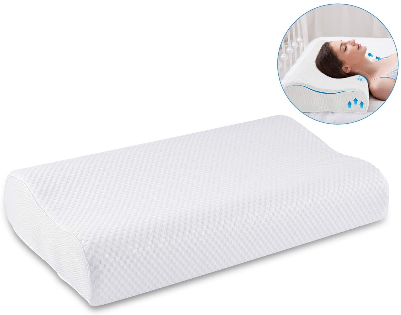 Sleep Med Memory Foam Pillow Kissen 55 x 43 x 12 cm weiß