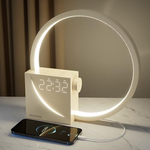 Blonbar -Nachtlampe Weck auf Licht, 3 Stufen Helligkeitsbefugnis dimmbar, 2 Wecker, Tageslichtuhr, 10 Beruhigungsgeräusche, W -USB -Lade, geeignet
