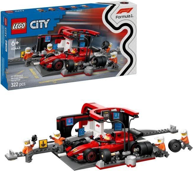 LEGO City Ferrari F1 Boxenstopp, 322 dielov, stavebnice, 6+ rokov, s minifigúrkami a príslušenstvom