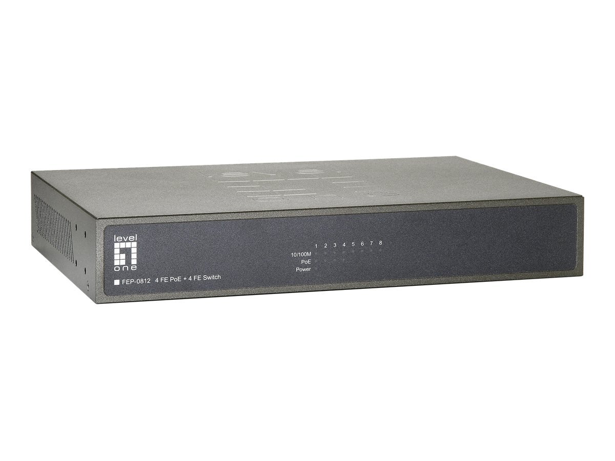 LevelOne Switch 10.5 8 Anschluss 4 PoE-Anschlüsse FEP-0812