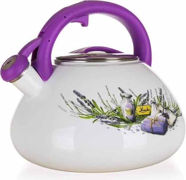 Théière Sifflante En Émail 2 Litres - Pour Toutes Cuisinières (Gaz, Induction...) - Poignée Pliable Anti-Chaleur - Rouge