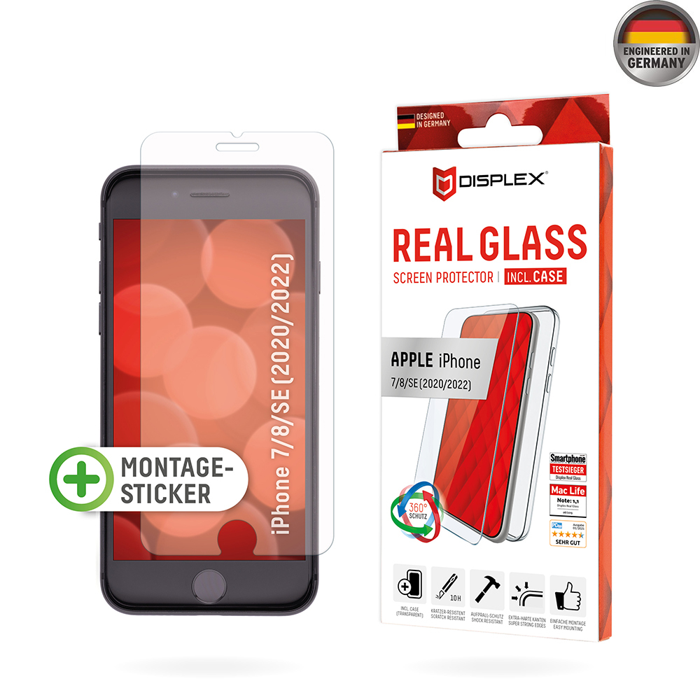 Displex Premium balenie: Sklo + puzdro - iPhone 6 / 6S / 7 / 8 / SE 2, SE 2020 / SE 3, SE 2022 - Priehľadná
