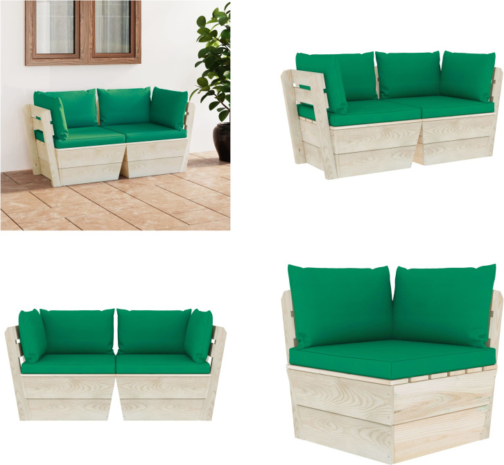 vidaXL Záhradná 2-miestna pohovka z paliet s vankúšmi zo smrekového dreva - Pohovka z paliet - 2-miestna pohovka - 2-miestne pohovky