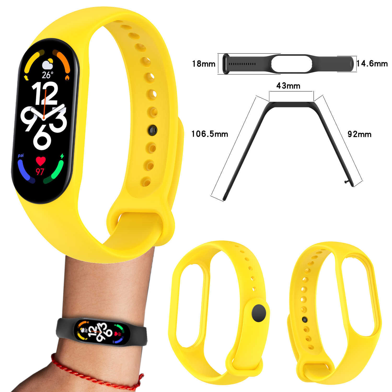 Pre Xiaomi Mi Band 7 / 7NFC / 6 / 6 NFC / 5 / 5 NFC / Amazfit Band 5 Plastový / silikónový náramok Hodinky Hodinky Žltá náhradná remienka