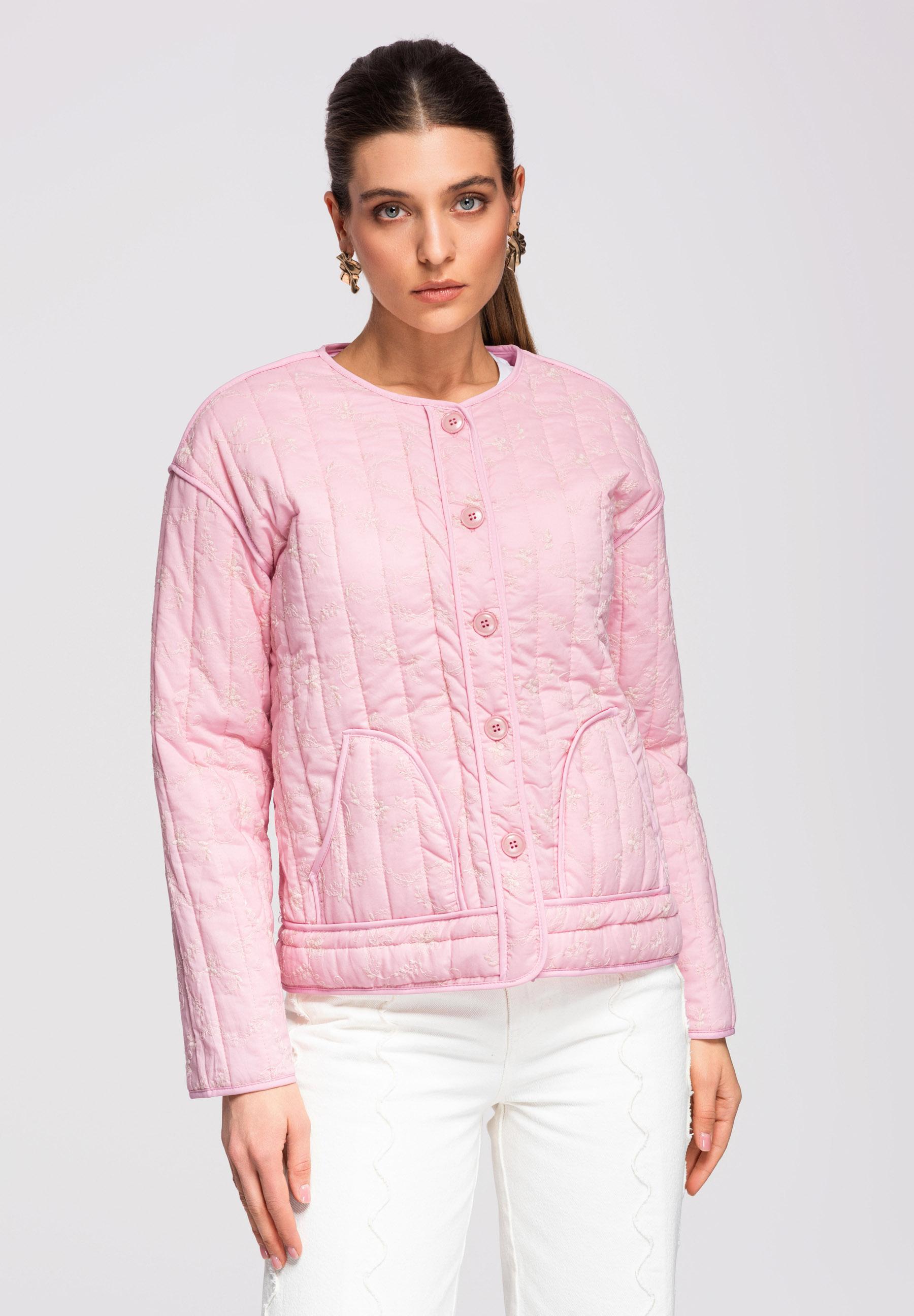 Ombre Gesteppte Damenjacke in Hüftlänge mit botanischem Stickdetail rose S 183657