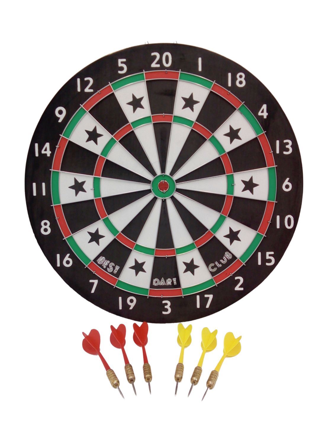 EDCO Dartscheibe mit 6 Pfeile Dartspiel Dartboard Dartpfeile Wurfpfeile Dartboard 028a5