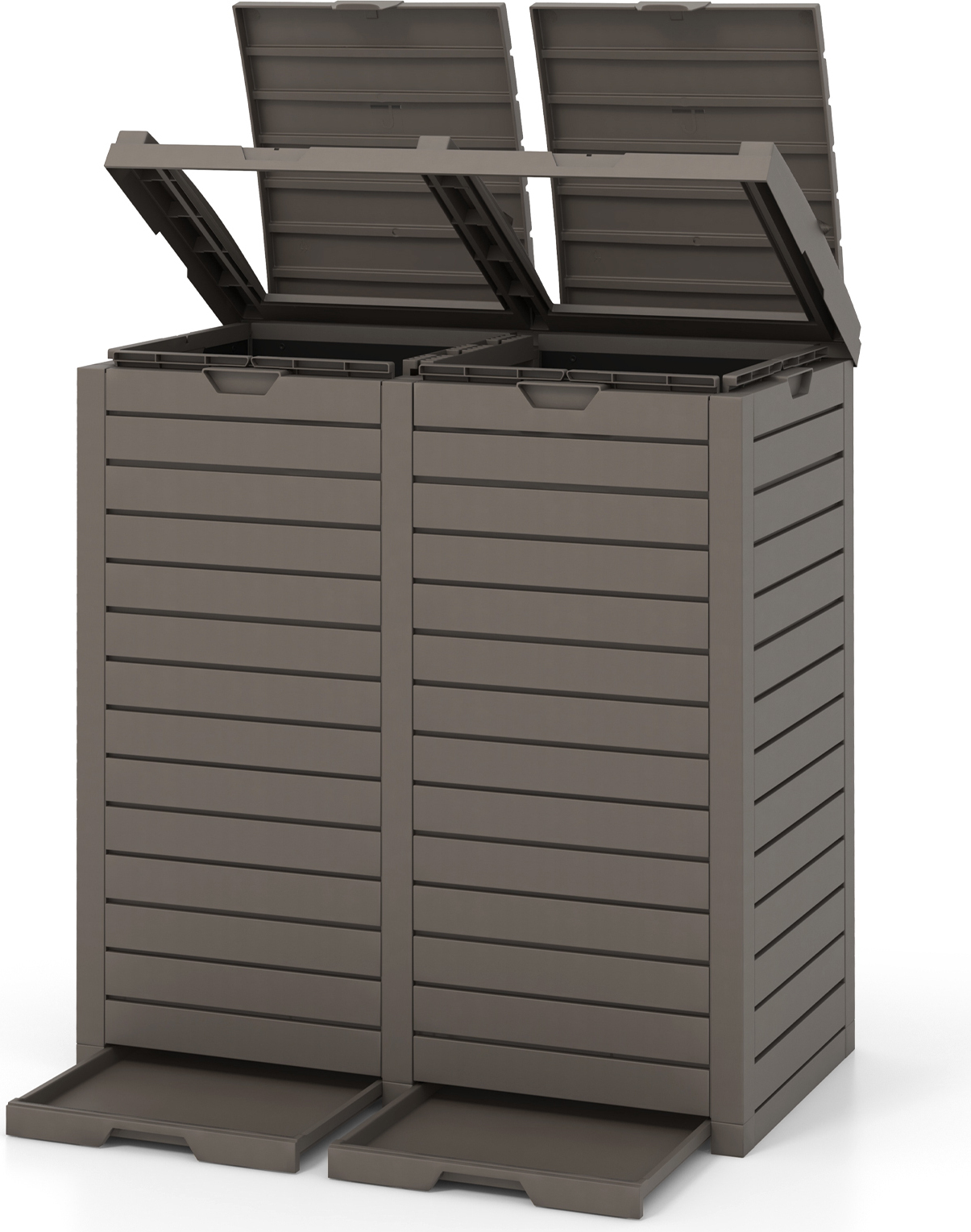 COSTWAY 235L cestino per rifiuti con doppio coperchio, vassoio estraibile e maniglia,