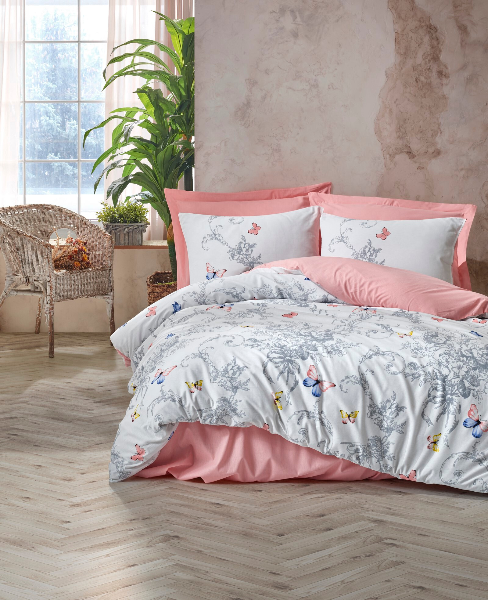 L'Essentiel Linge de Maison, Cathi - Salmon, Bettwäsche-Set, Lachs, 100 % BAUMWOLLE RANFORCE, 200 x 200 cm 129CTN82583