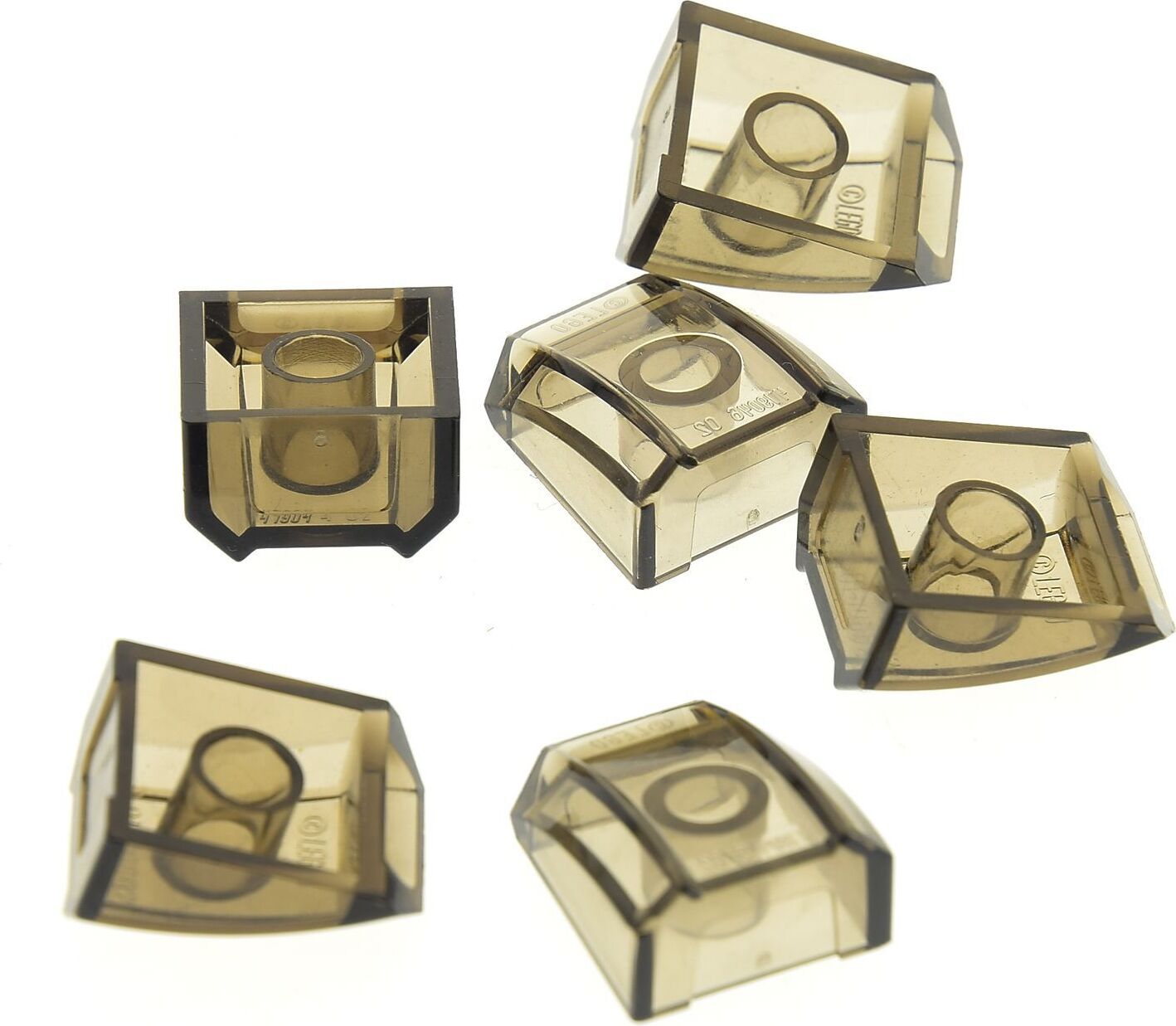6x Lego kokpit 2x2 priehľadné hnedé diagonálne kocky 4217722 28659 47904 30602