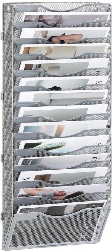 OEM Wandgemontierte A4-Organizer-Box, 14 Fächer, Silber 2026