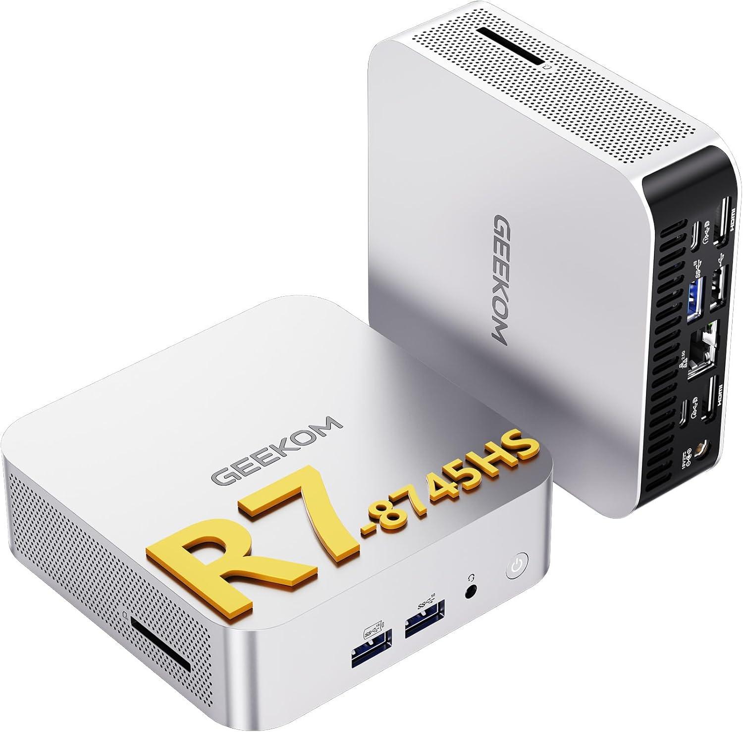 GEEKOM A8 Office Mini PC AMD Ryzen 7 8745HS, 16GB DDR5 (erweiterbar) & 1TB SSD, 6x USB, 8K