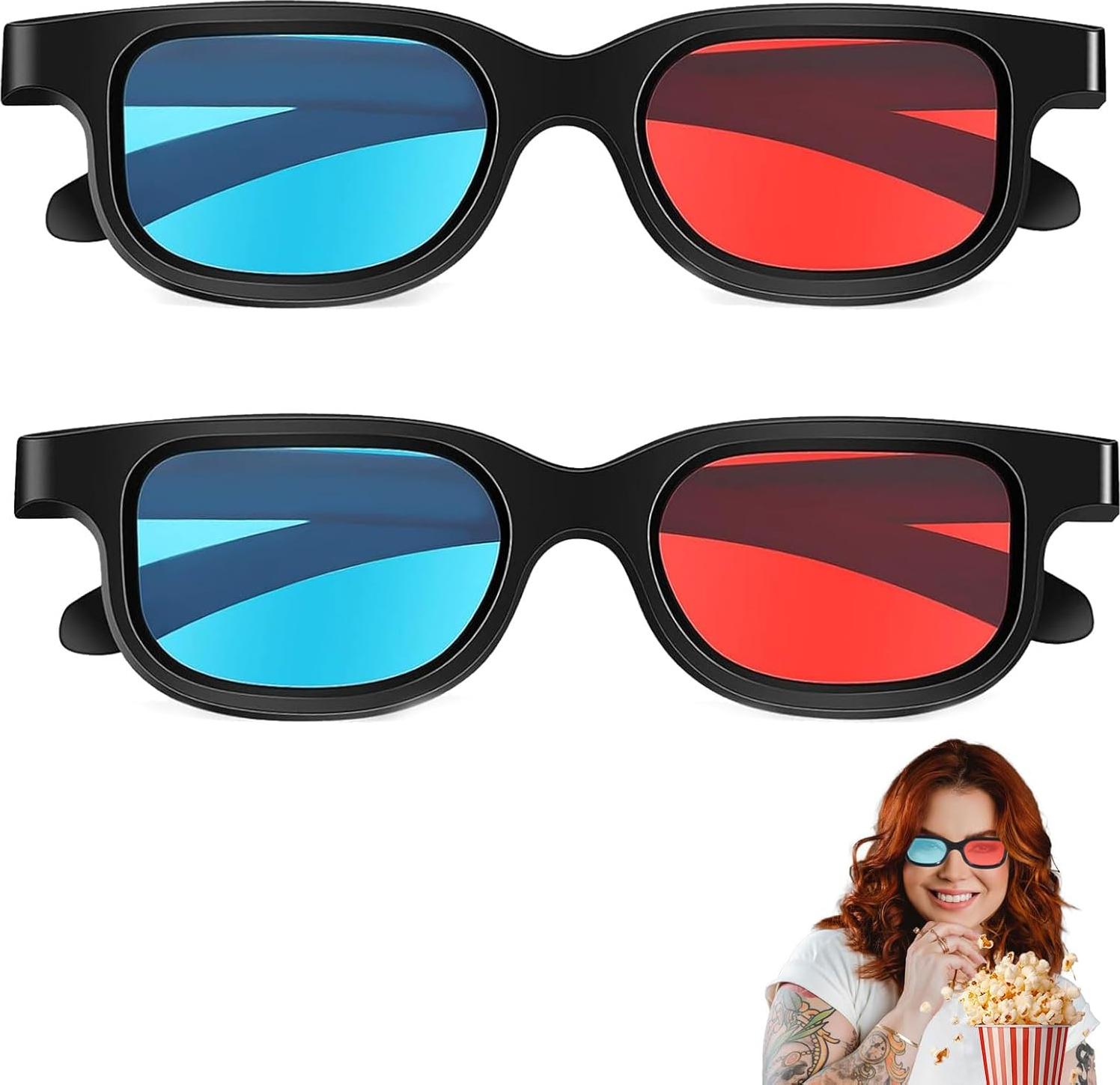 Markenlos 2er-Pack 3D-Brillen - 3D-Brillen für TV - 3D-Anaglyph-Brillen - rote blaue Brillen für Filme - PC-Spiele - Lichtshows - Heimkinos - Partys