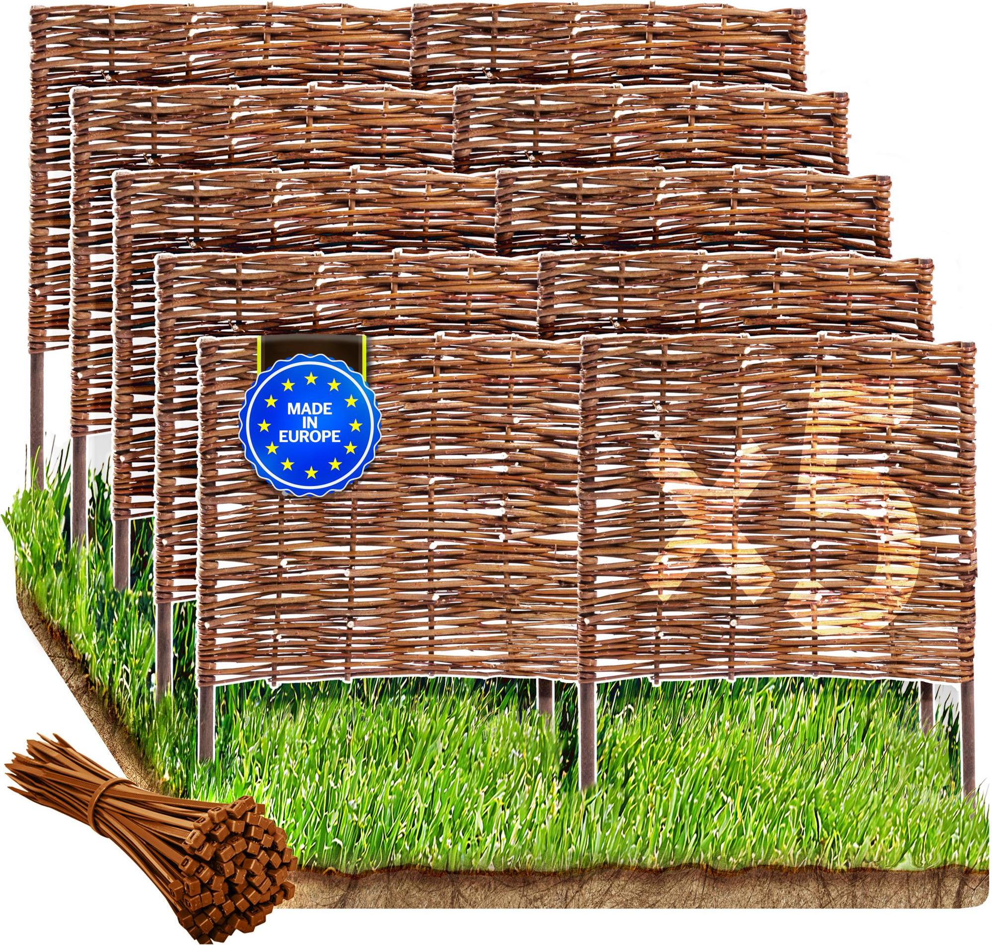 Wicker garden 5er Beetbegrenzung aus Weide - 120 x 40 cm Weidengeflecht für Beete, Rasen und Gartenwege - Natürliche Abgrenzung Gartenzaun Weidezaun - vielen Größen PLO-NAT-40-120-5