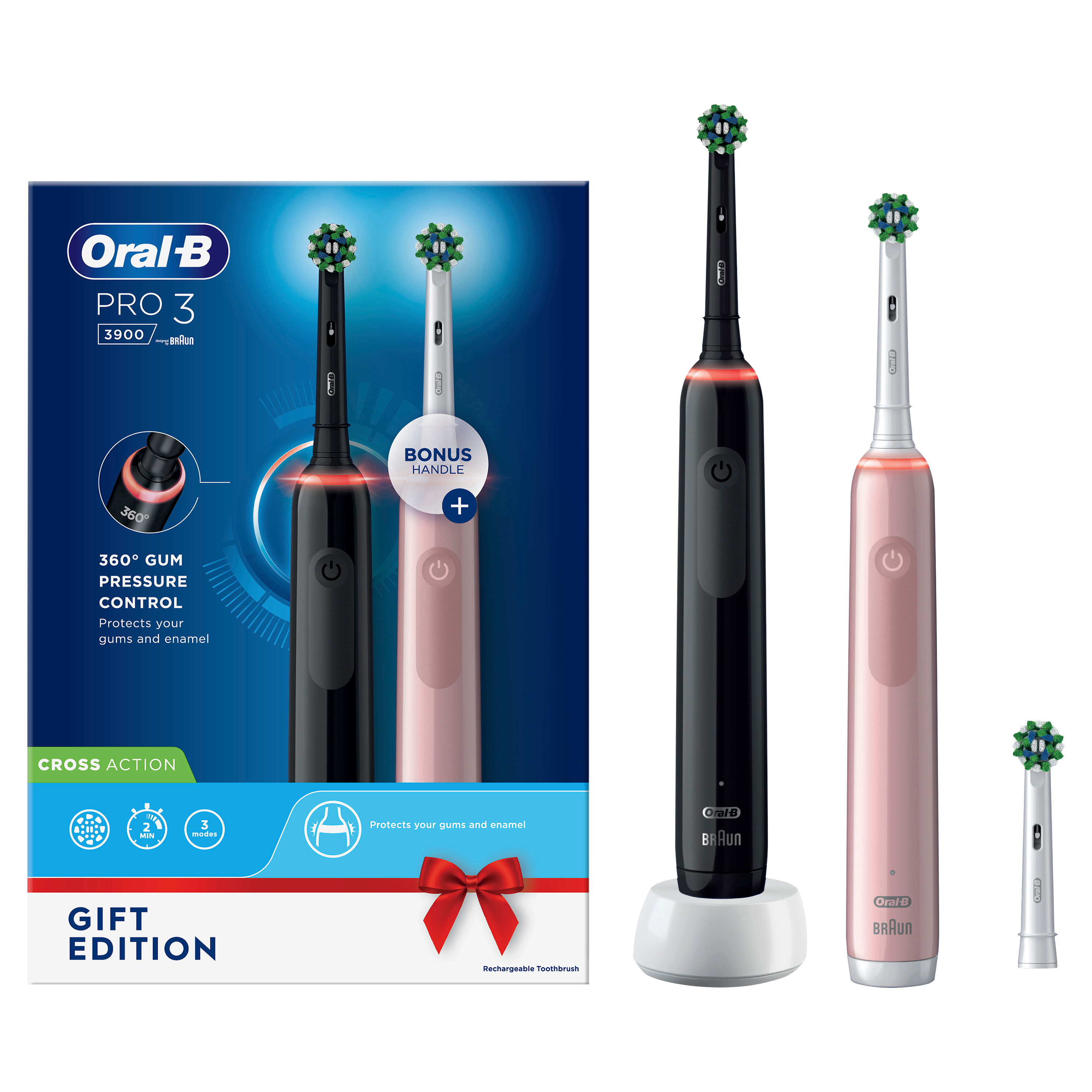 Oral-B PRO 3 3900 Duopack Black-Pink Edition | Elektrische Zahnbürsten