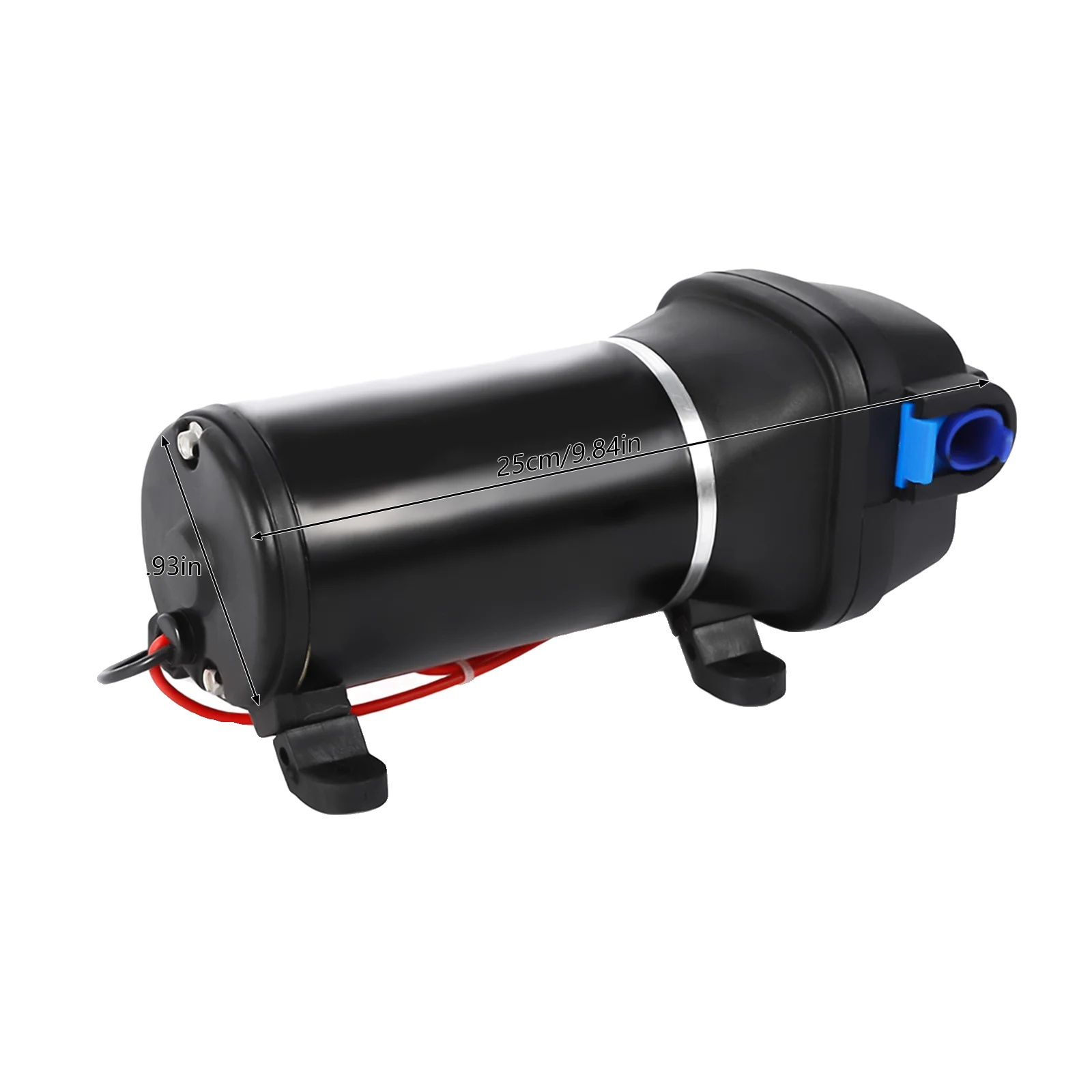 vodné čerpadlo 12V, prietok 4,5 GPM, tlak 40 PSI, 12V, čierna farba