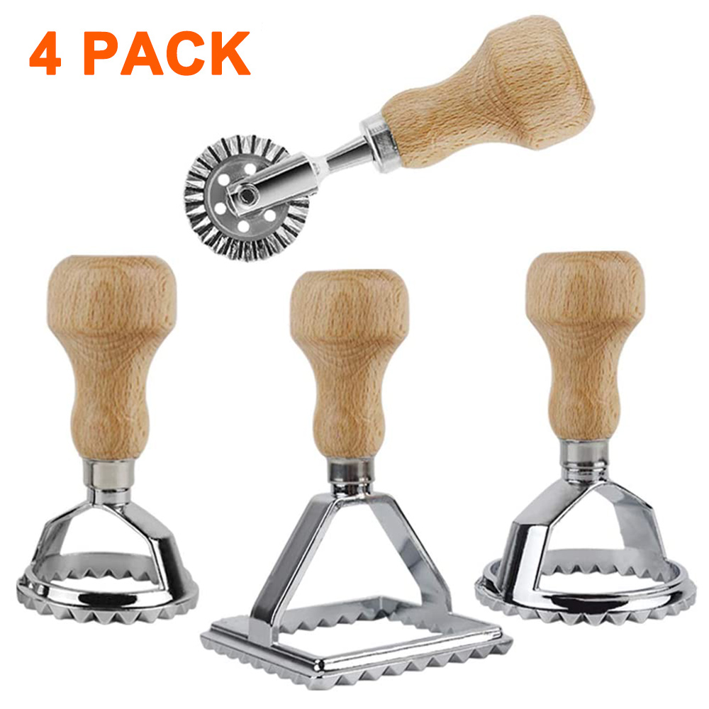 Jormftte Ravioli-Ausstecher, wunderschöne Ravioli-Former mit Holzgriff, Ravioli-Stempel und Raviolischneider RLWQ-CLGMDF-20221227-48