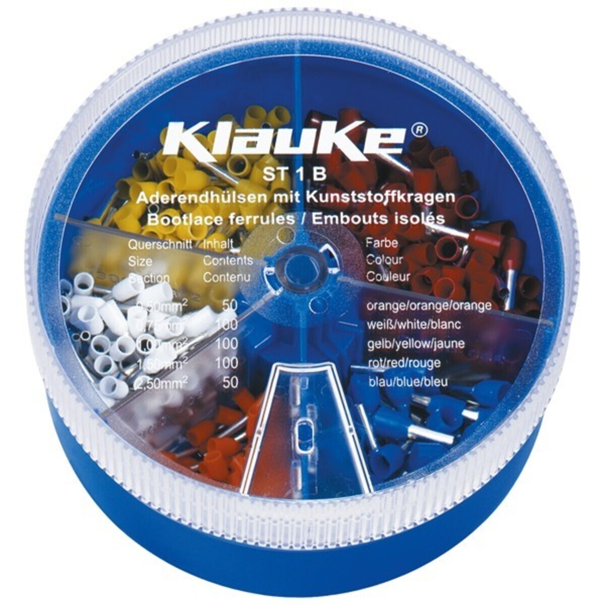 Klauke ST 1 B - Kabelendhülsen-Set - weiß, Blau ST1B