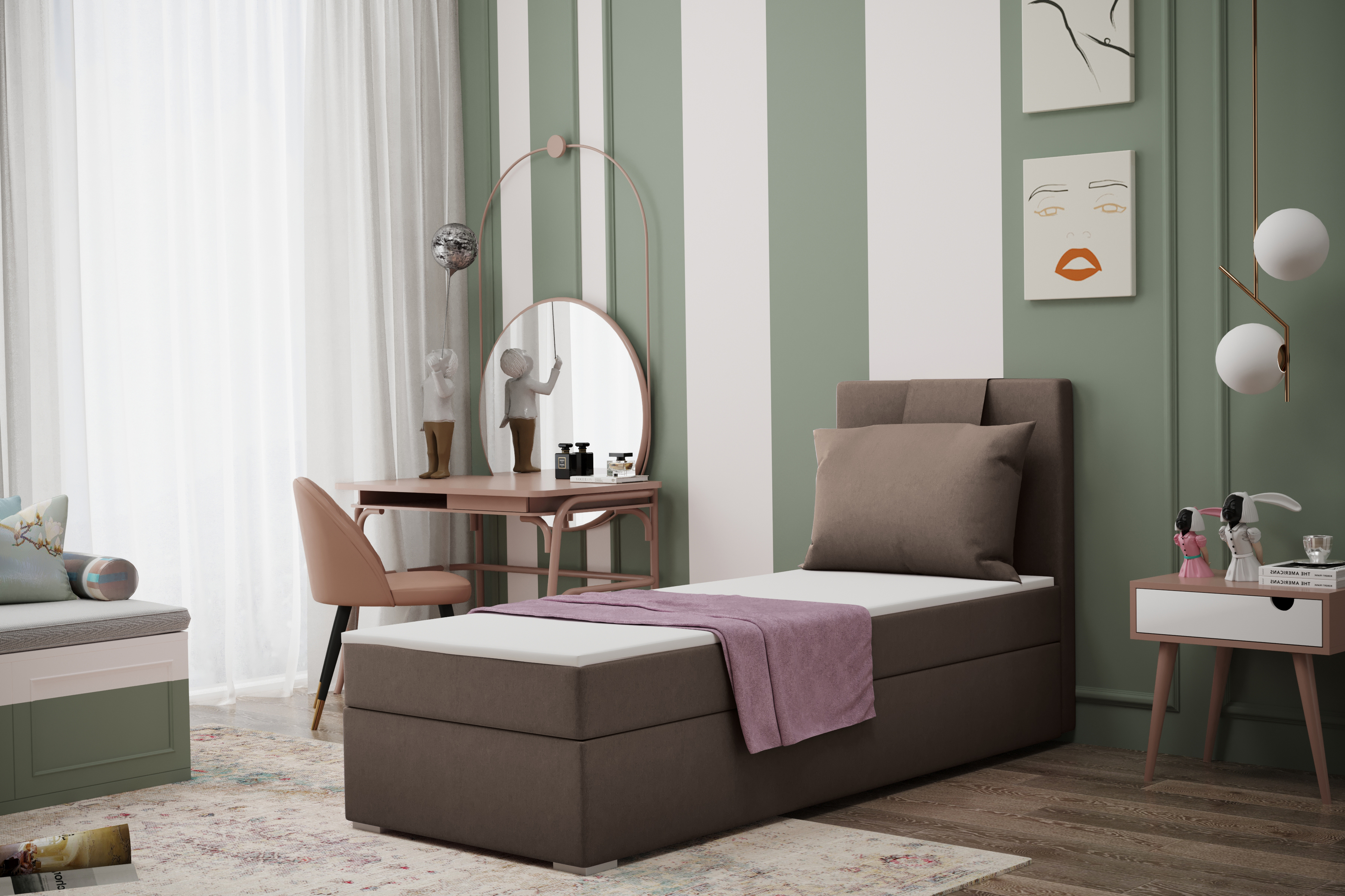 Kaiser Möbel Boxspring posteľ s matracom AMANDA 90cm Brown