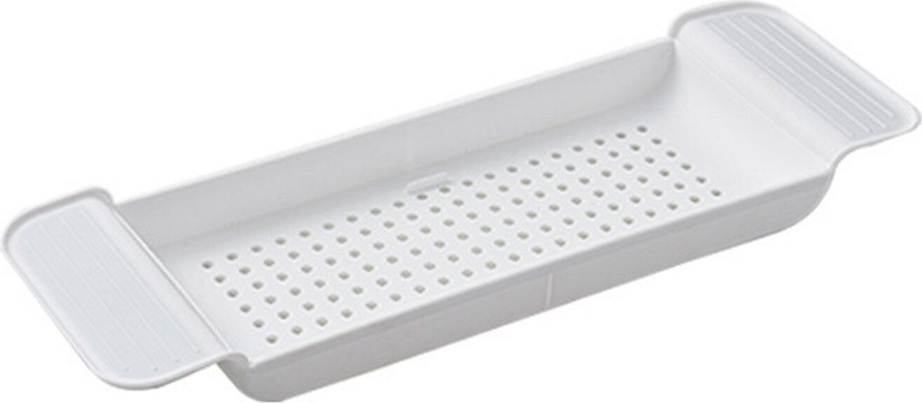 Qugou GmbH Badewannenablage versenkbares Regal, versenkbares Ablageregal für Badezimmerbadewanne, Farbe: Weiß