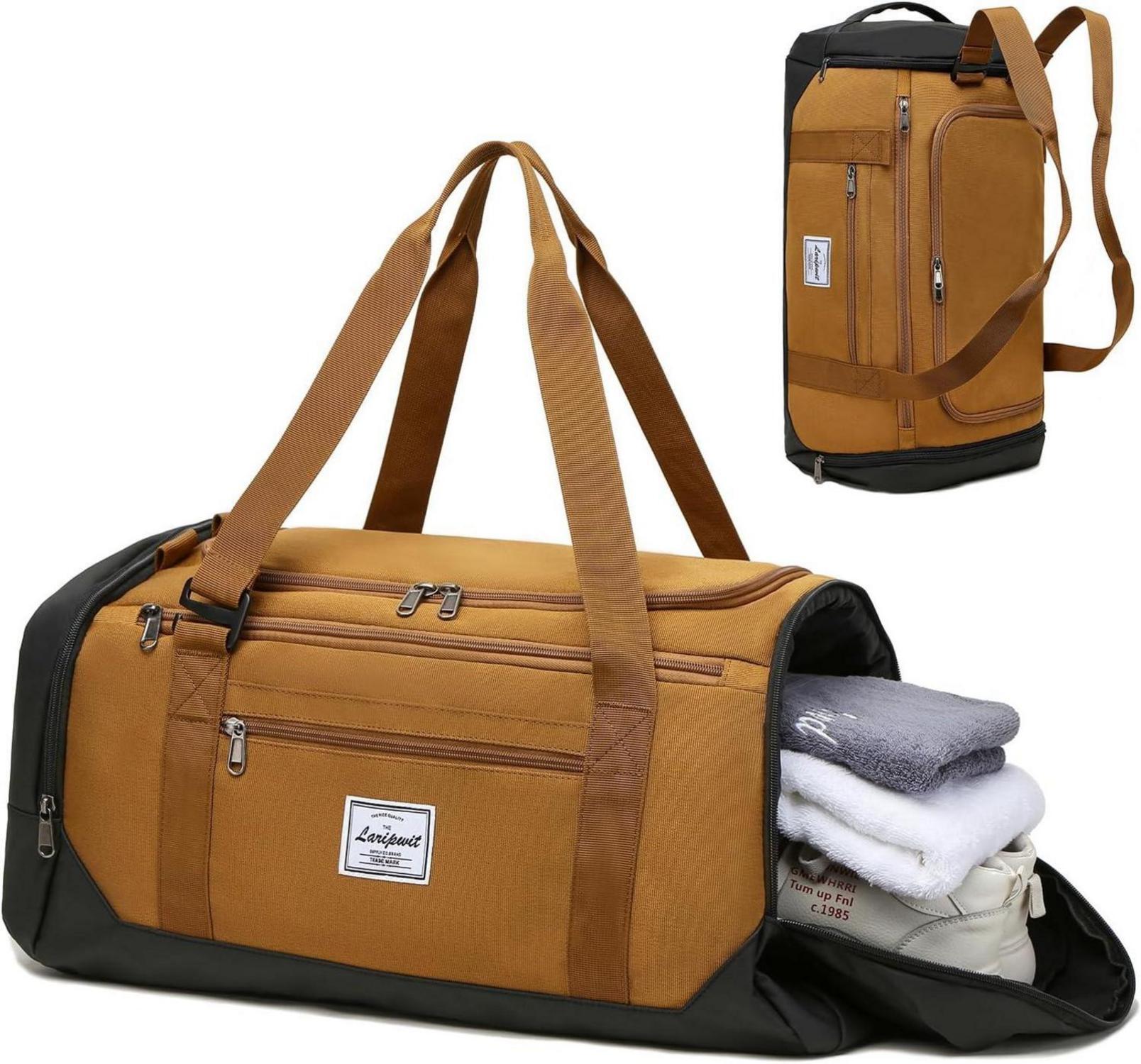 Sonstige Laripwit Sporttasche 40L Herren Rucksack Reisetasche mit Schuhfach Nassfach Braun