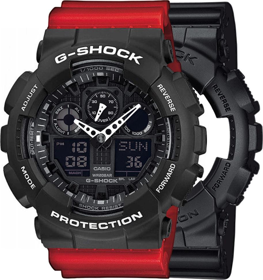 Casio G-Shock SET GA-100-1A1ER hodinky + BEZEL 10508136 + BAND 10395226 20BAR