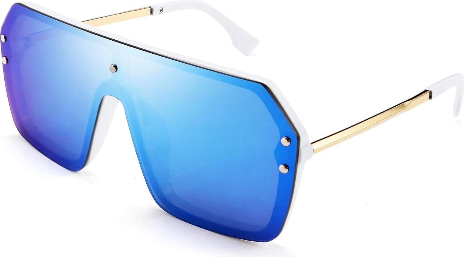 Fokelyi Klassische Siamesische Einteiler-Sonnenbrille, schönes rahmenloses, stylisches Retro-Design für Damen und Herren. Übergroße, stylische, klassische, rahmenlose Einteiler-Sonnenbrille für Damen und Herren. Quadratische polarisierte Sonnenbrille für Damen und Herren, übergroße Vintage-Sonnenbrille. KAU-ED-LYS-PH-20251210-54