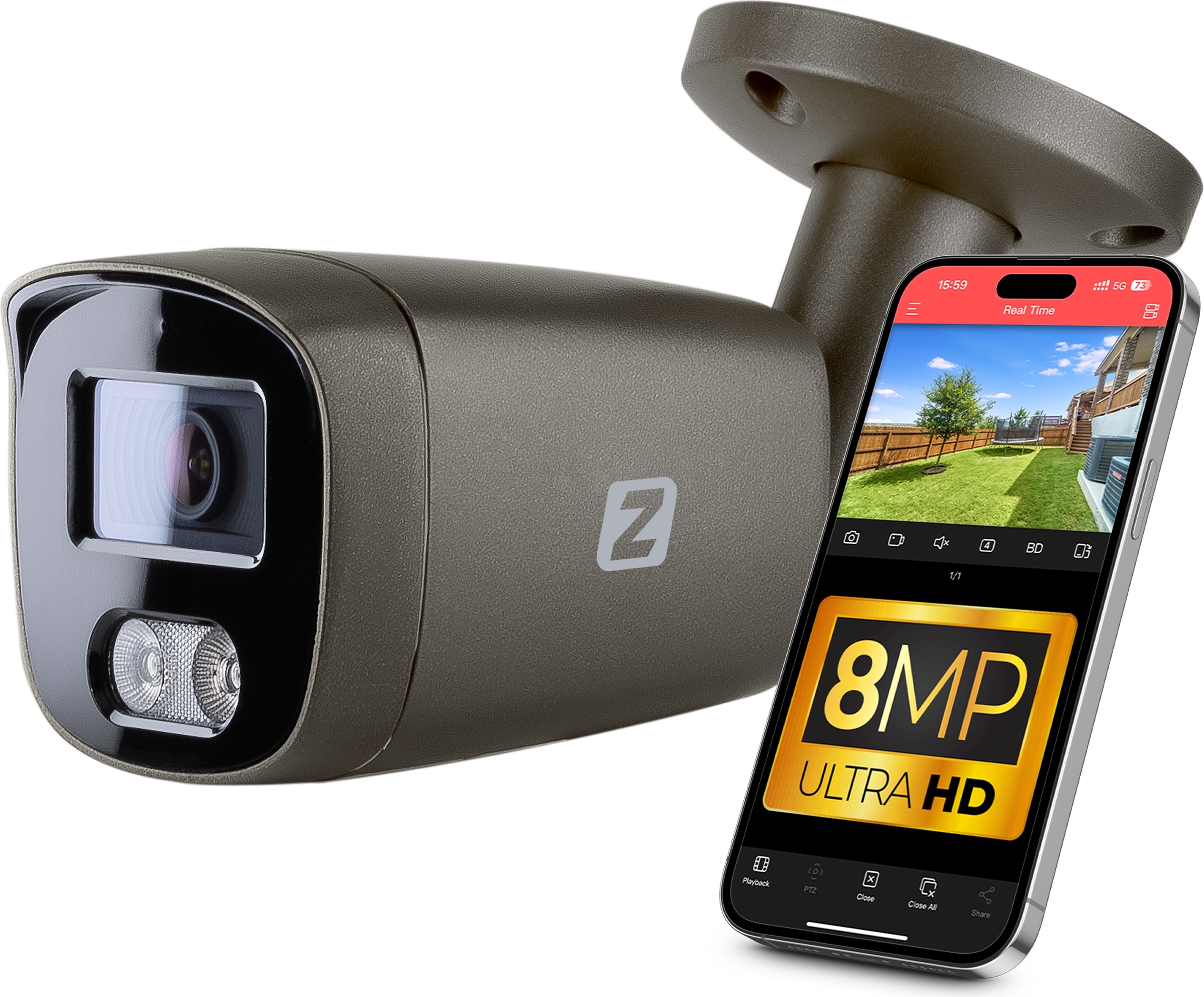 Zintronic Ip Poe Camera 8Mpx 4K Ultra Hd, 30M Ir + Audio, Ip67 Metal, 24H Viewing BELLA-T-1102