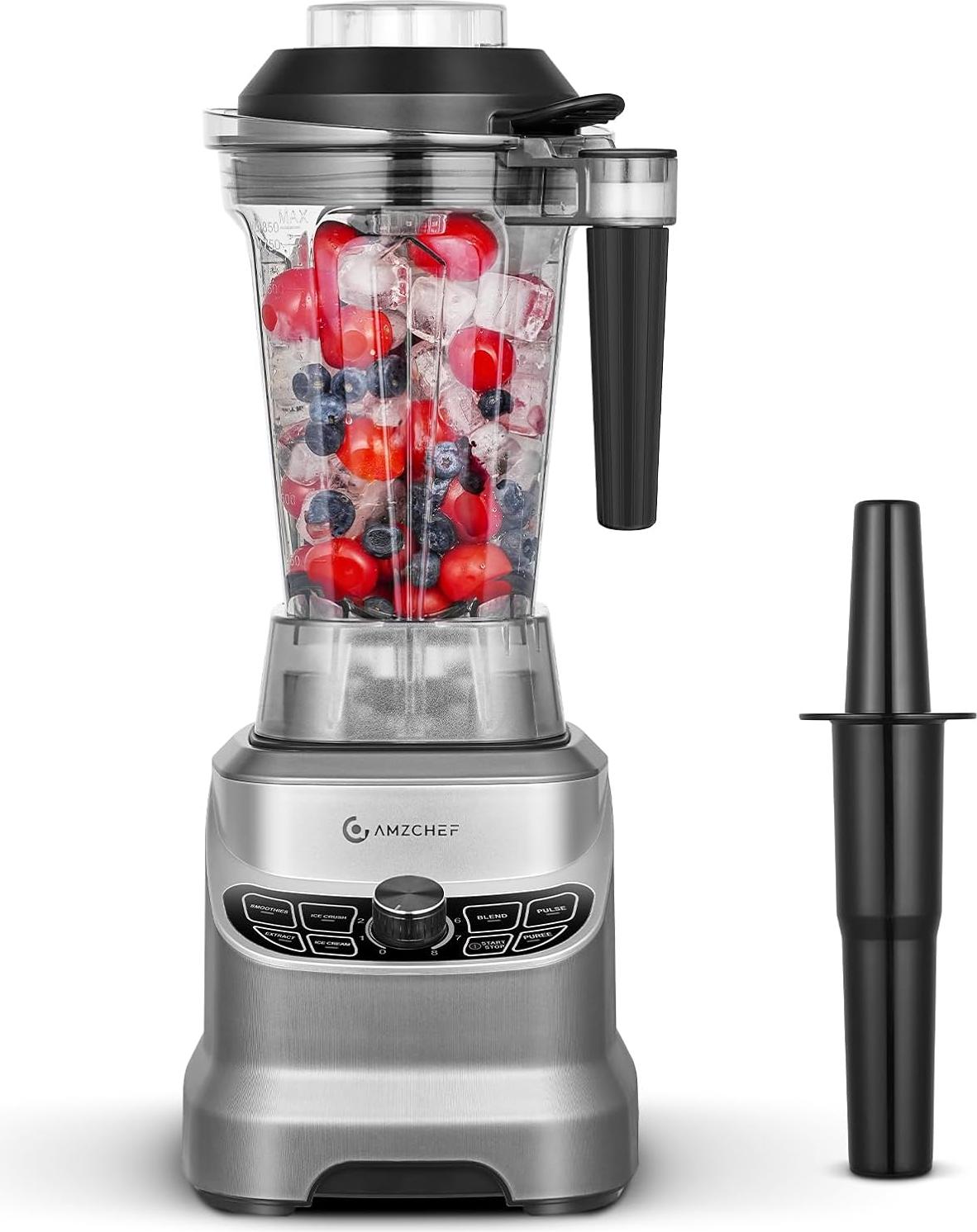 AMZCHEF Professioneller Standmixer mit 8 Einstellbaren Geschwindigkeiten | 1800W Mixer Hochleistungsmixer für die Küche 1,85 L Blender Shakes,