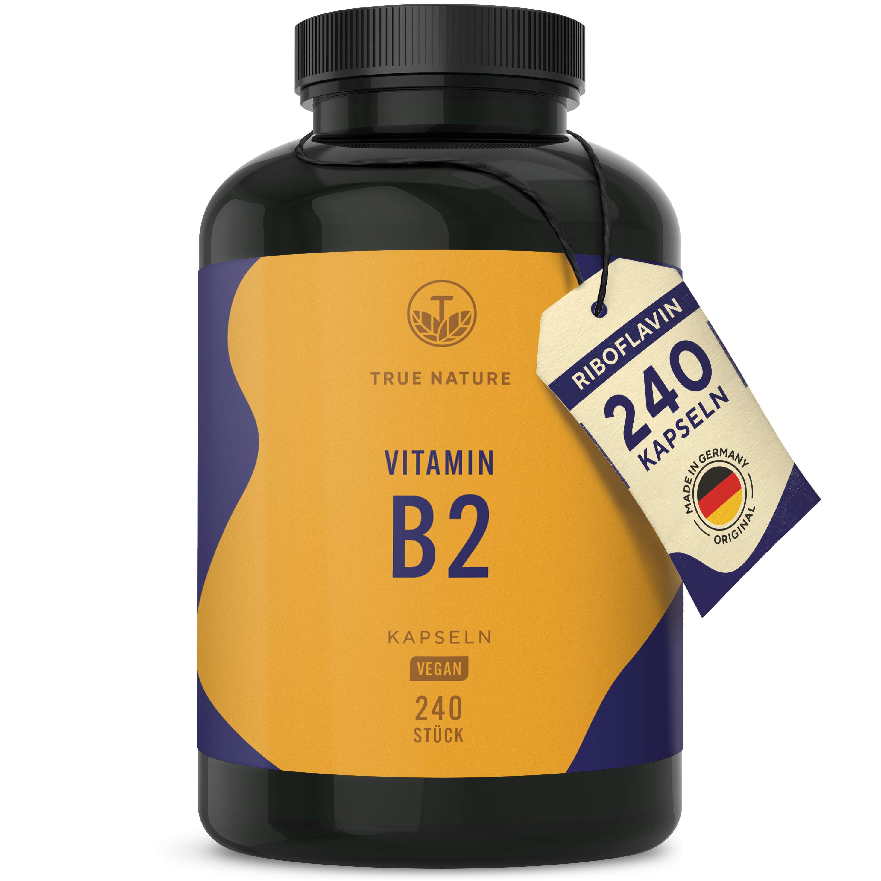 Vitamin B2 – 240 Kapseln (8 Monate Vorrat) – Riboflavin Vegan - TRUE NATURE®
