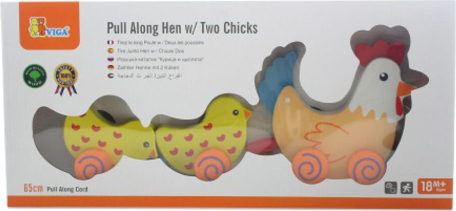 vigatoys Viga 50078 Hähnchen mit Hähnchen zum Ziehen H048136