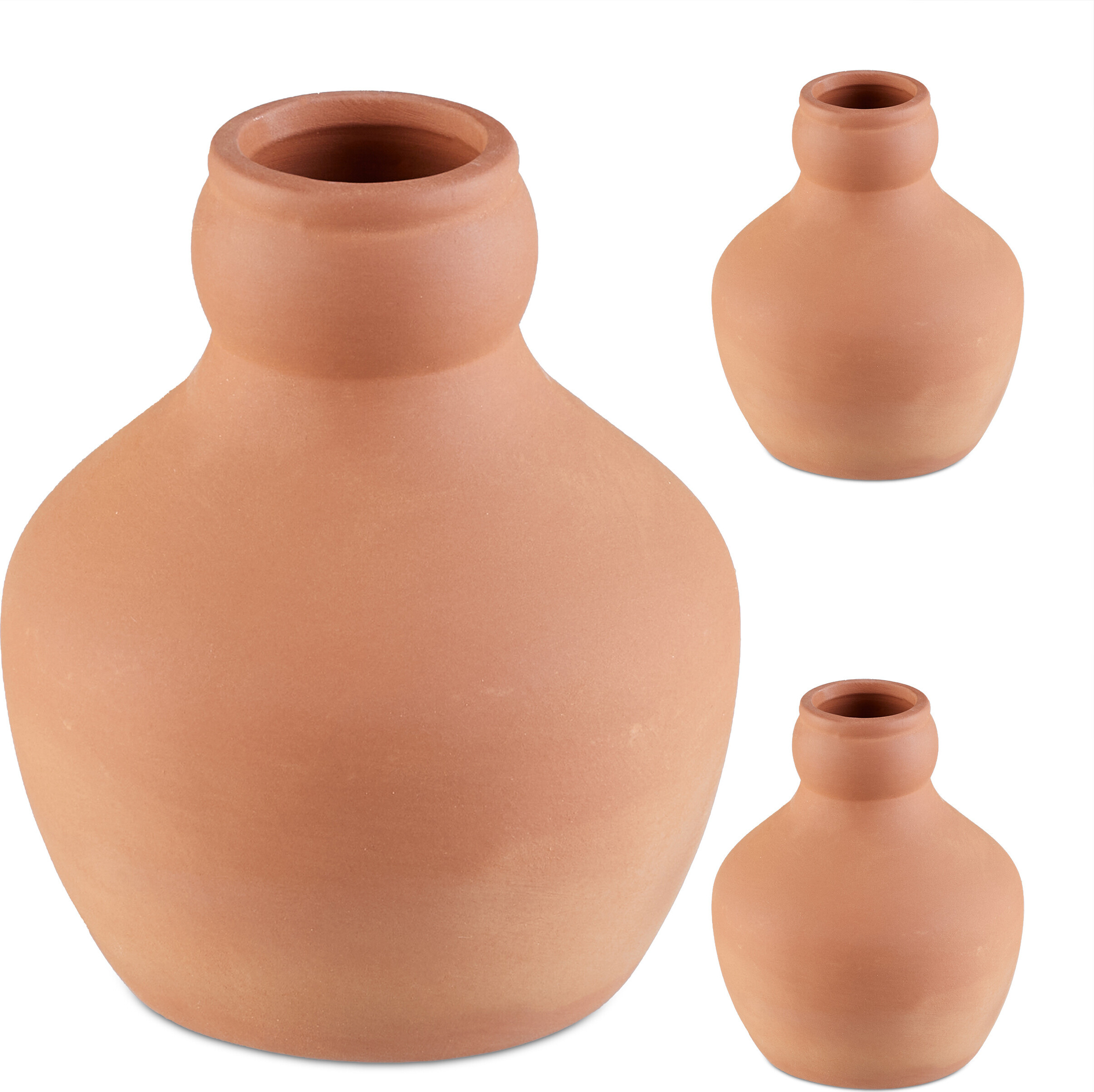 Relaxdays Ollas, 3er Set, 550 ml, Ton, wurzelnahe Bewässerung, Hochbeet & Gewächshaus, weniger Wasserverlust, terrakotta 10050481_0
