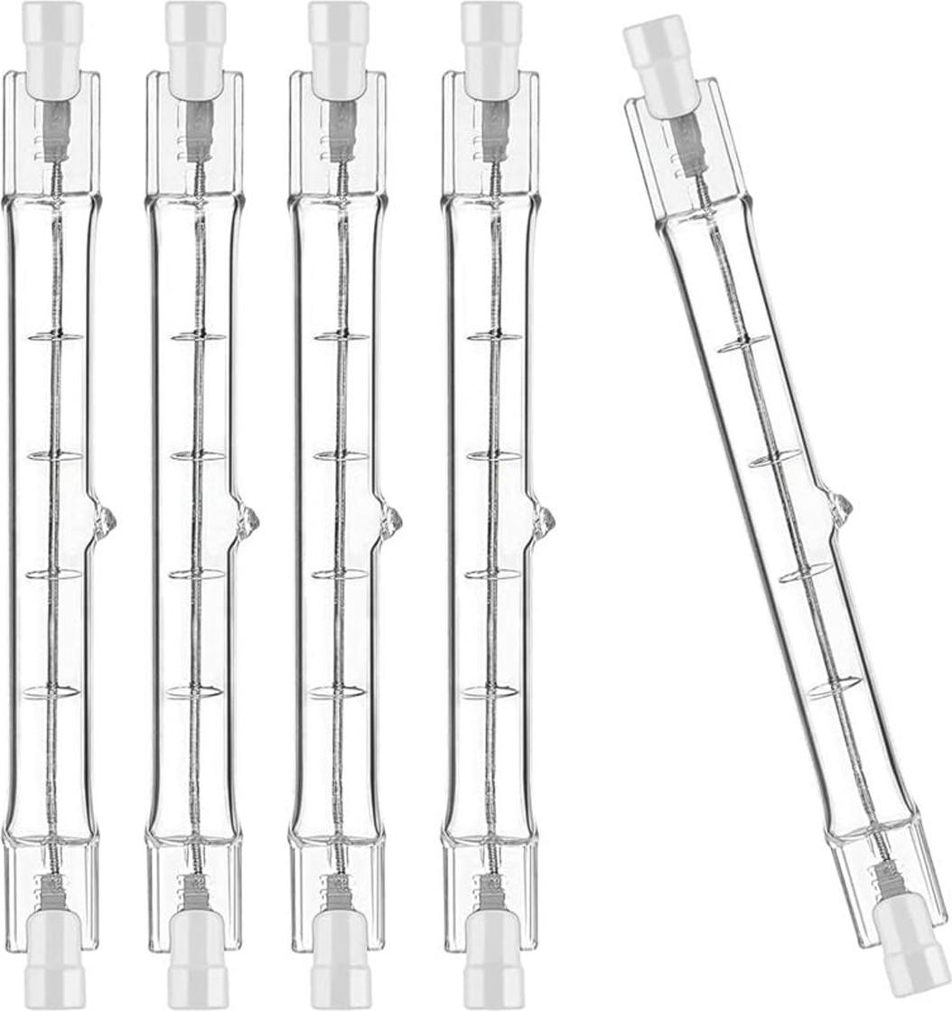 Mmgoqqt 5er-Pack R7S-Halogenlampen,100 W, 220 V; dimmbare R7S-Halogenstablampe (118 mm) für Baustellenbeleuchtung, Gartenbeleuchtung und Wohnzimmerbeleuchtung Kau-LA-251121-97