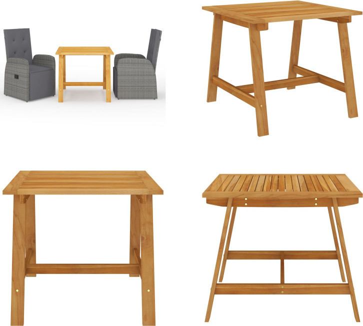 vidaXL 3-dielny záhradný jedálenský set sivý - Záhradný jedálenský set - Záhradné jedálenské sety - Záhradný nábytok - Záhradný set nábytku