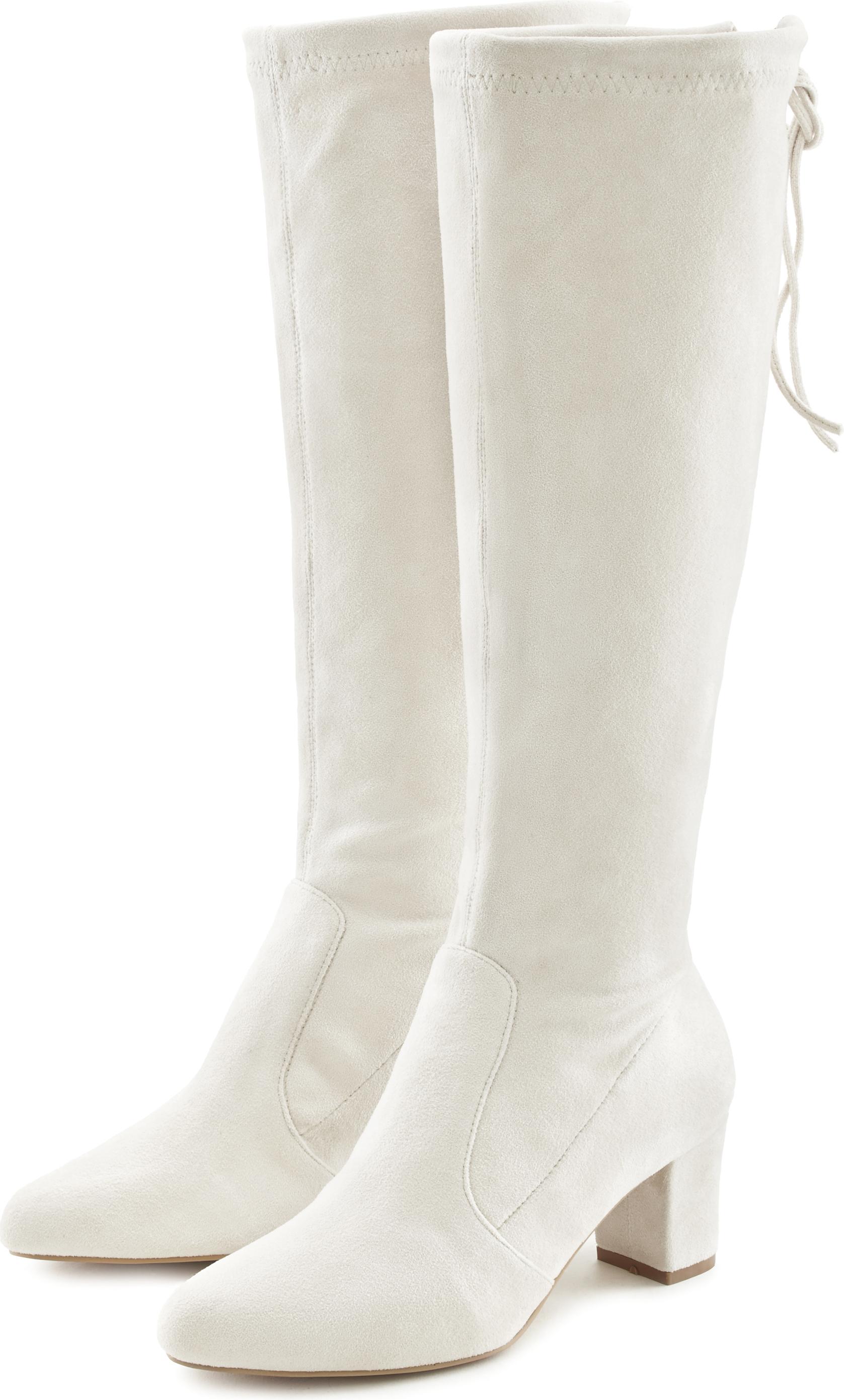 LASCANA Schlupfstiefel Schlupfboots, Slouchy Boots, Slip-On, creme Größe 43 10910056_43