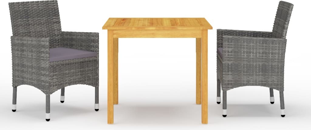 The Living Store 3ks. Záhradný jedálenský set sivý