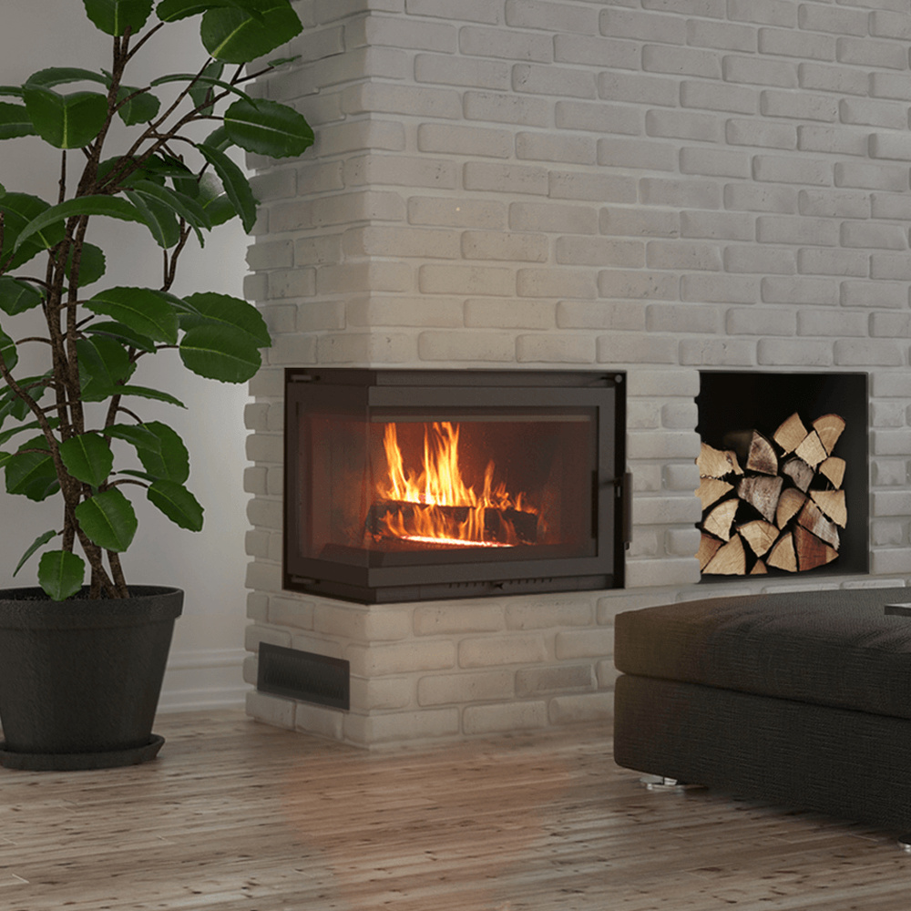 Vzduchový vykurovací krb SIMPLE ľavý BS 8 kW fi 200 s uzatváracím systémom