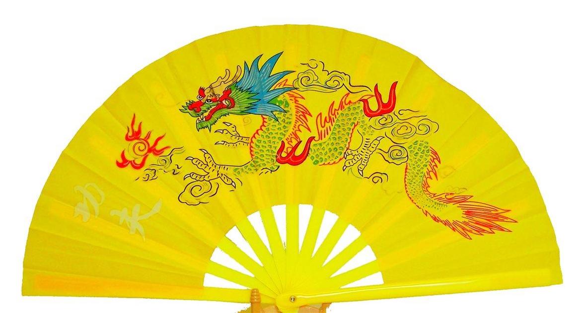 Abouki Art Factory 013 Tai Chi- Kung Fu Asia Wand Deko China Fächer gelb Pvc Drache