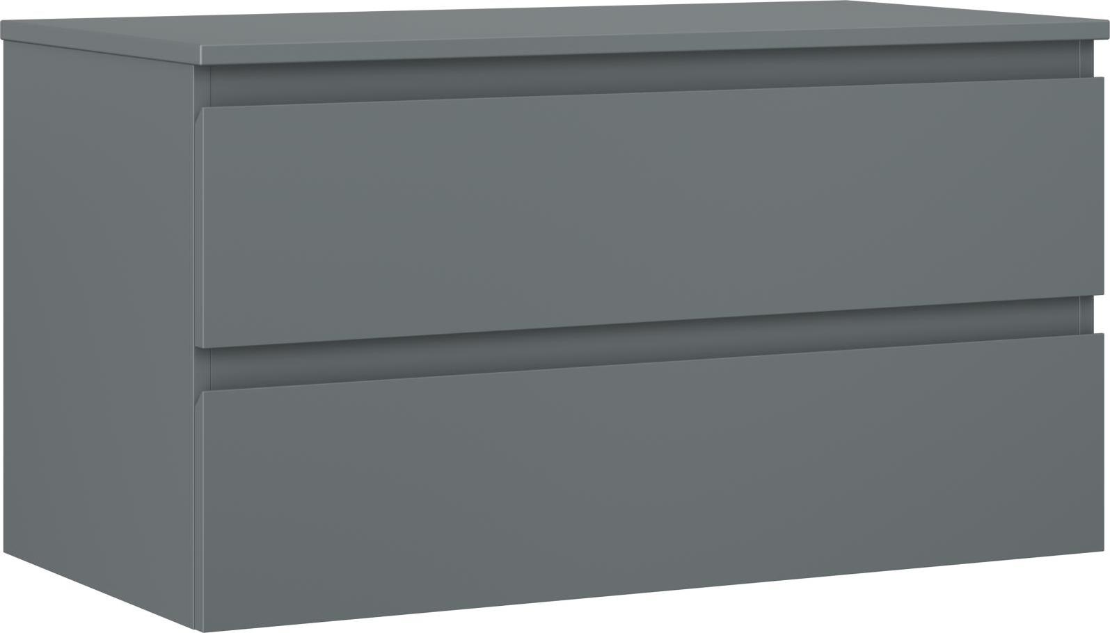 Mexen Orio Badezimmerunterschrank 90 cm mit Platte, 2 Schubladen, Graphit matt - 91A10-09047-2-BFFC66