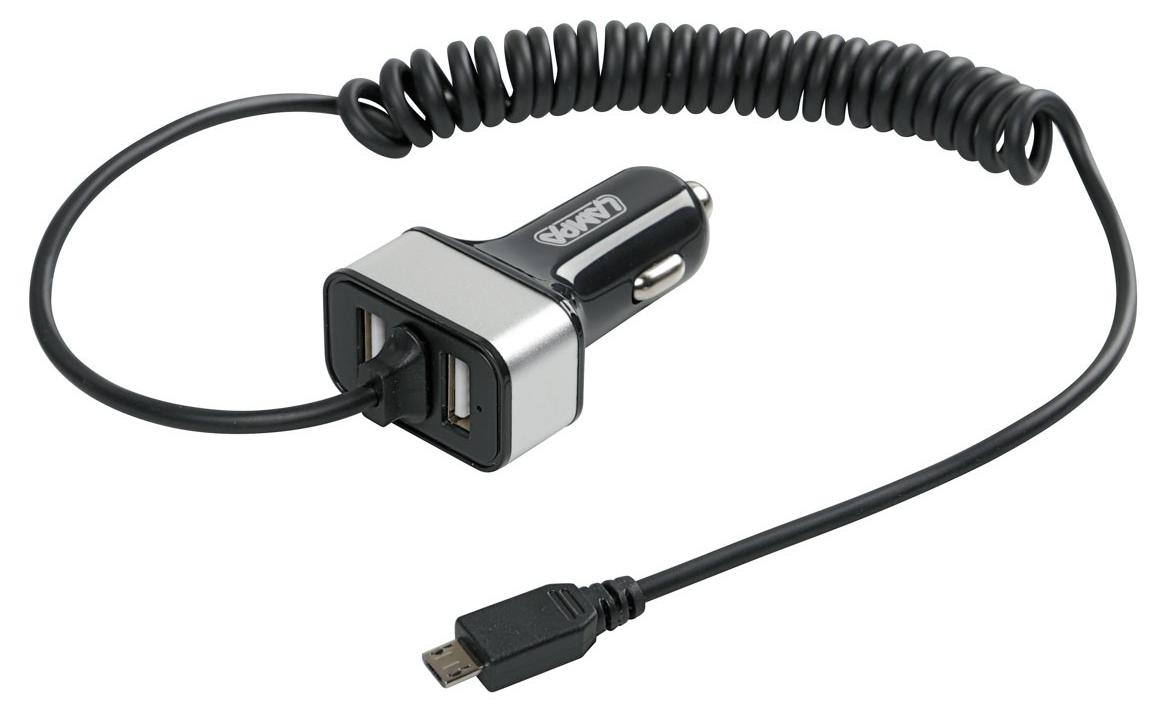 Nabíjačka batérií Lampa Micro-USB s 2 portami USB - 2400 mA - 12/24V