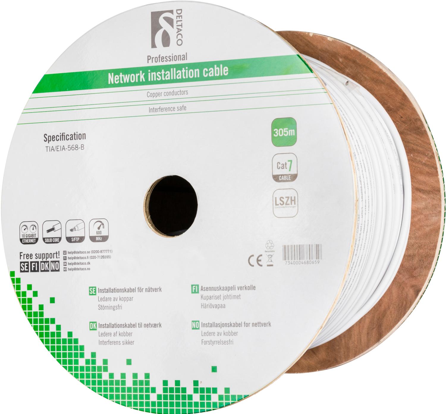 Deltaco TP-71C, 305 m, Cat7, F/FTP (FFTP), Weiß