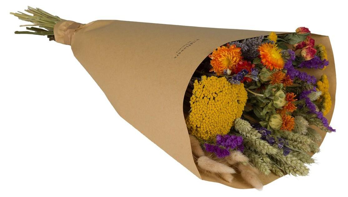Unbranded/Generic Trockenes Bouquet - Feldblumen - Orange - 50-60cm - Ø30cm - Blumen - Getrocknete Blumen