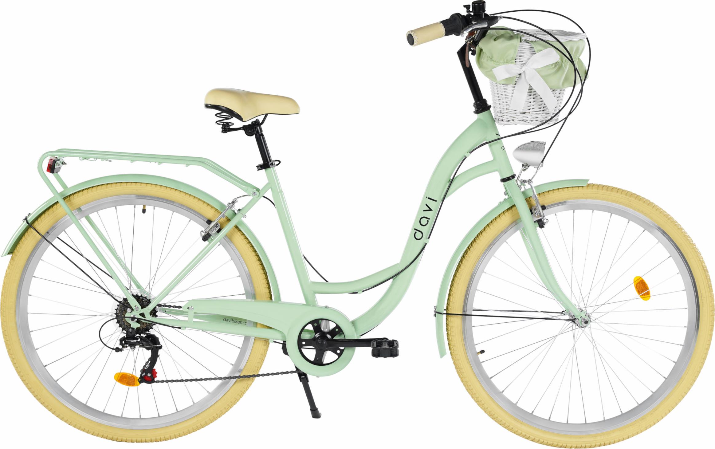Damenfahrrad Davi Emma 28", 7 Gänge, 160-185 cm, Grün/Creme