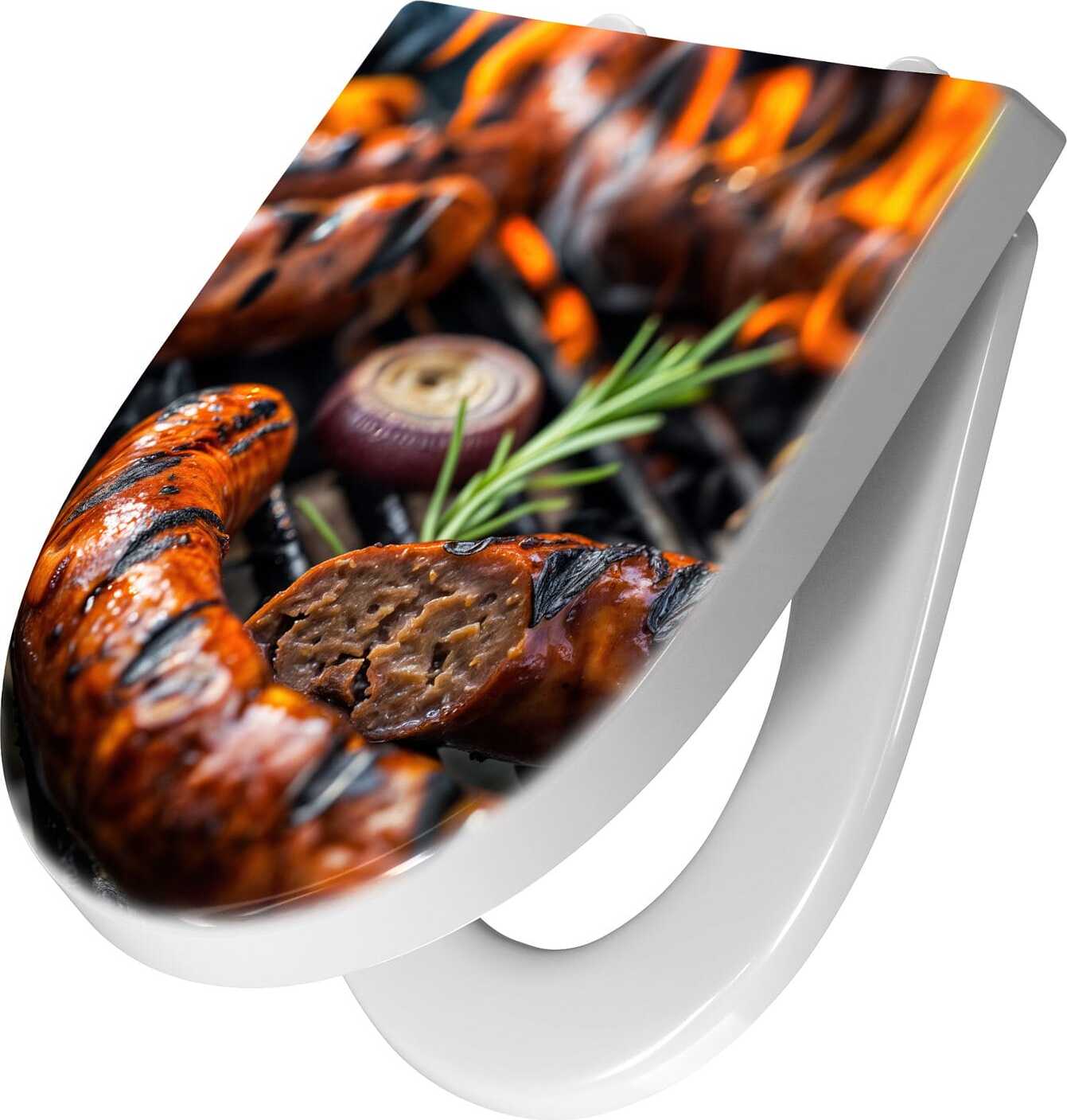 Primedeco WC-Sitz mit Absenkautomatik, Softclose Scharnier mit Motiv Grillwurst B B Q