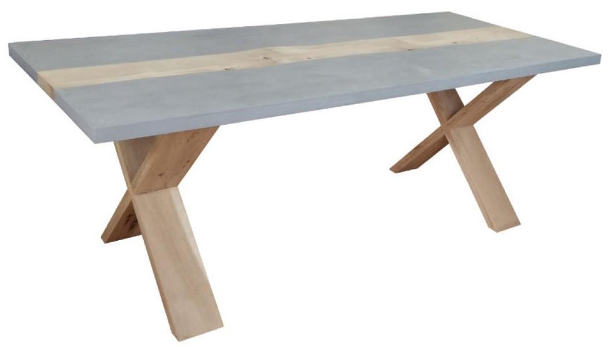 Casa Padrino Landhausstil Esstisch Grau / Naturfarben 240 x 100 x H. 78 cm - Landhausstil Küchentisch - Landhausstil Gartentisch - Landhausstil Esszimmer & Garten Möbel