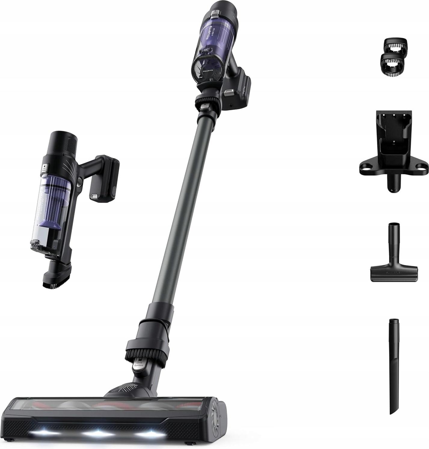 Rowenta RH6A33, Tyčový vysávač 2 v 1, Bezvreckové, Čierna, Purpurová, Obdĺžnikový, Suchý, Cyklónový