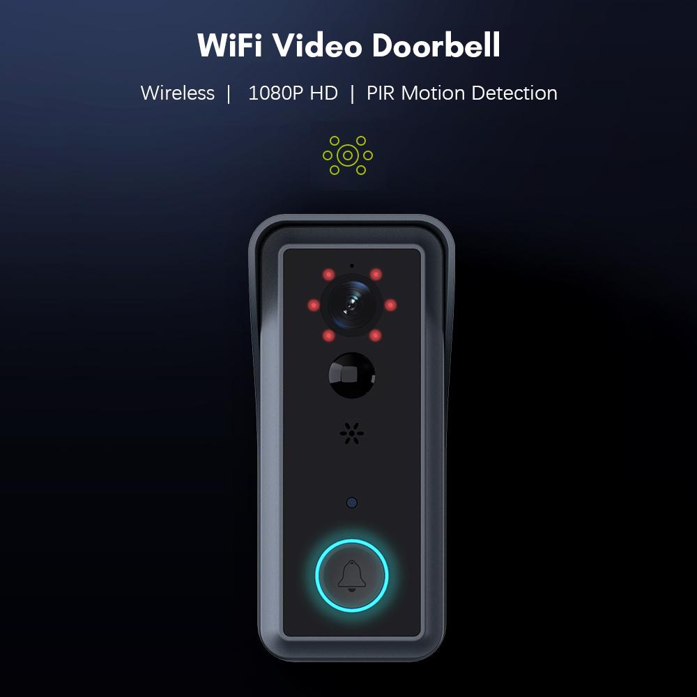WiFi video zvonček Bezdrôtová kamera 1080p HD 2-cestný zvuk Detekcia pohybu Infračervené nočné videnie Monitorovanie v reálnom čase Podpora vodného krytu Tuya App Pamäťová karta