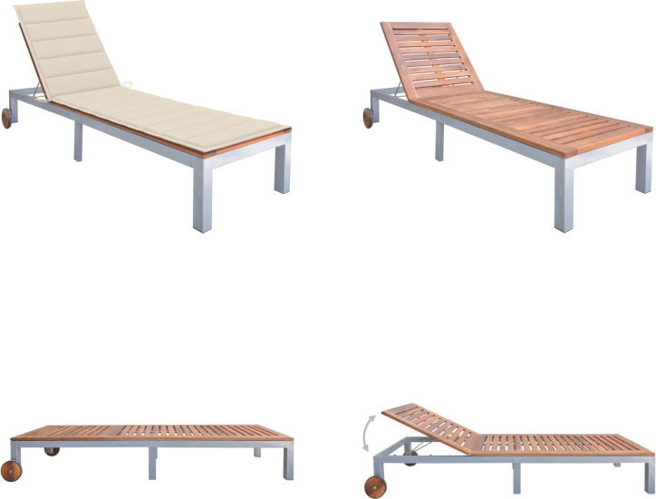 vidaXL Lehátko s podperou Akáciový masív Pozinkovaná oceľ - Lehátko - Lehátka - Drevené ležadlo - Drevené ležadlá