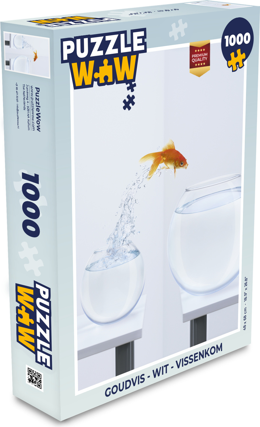 MuchoWow® Puzzle 1000 Teile Goldfisch - Weiß - Fischglas - Spielzeug - Alt und Jung - Spiele - Puzzeln 136|38232028