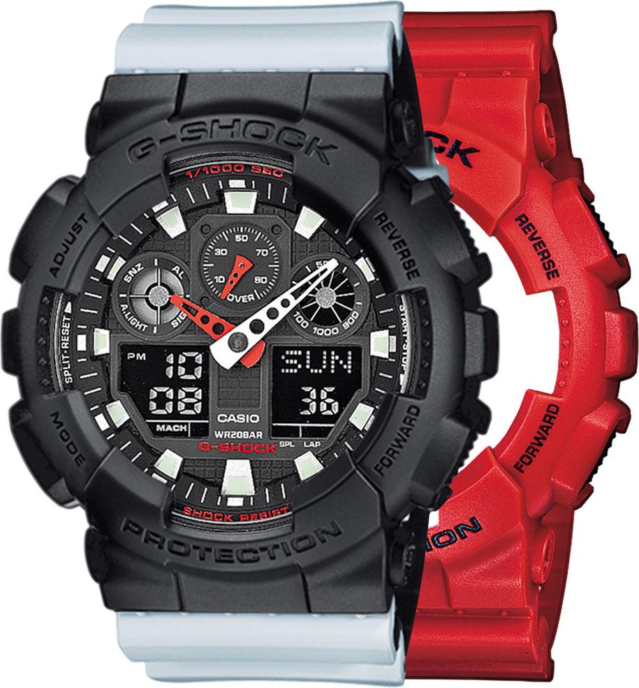 Zegarek Casio G-Shock SET GA-100B-4AER + BEZEL 10358741 + PASEK 10527469 20BAR